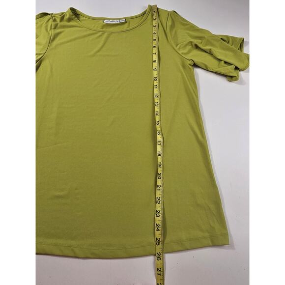 Susan Graver size Small (measures big) bright neon green career casual top EUC - Picture 8 of 8